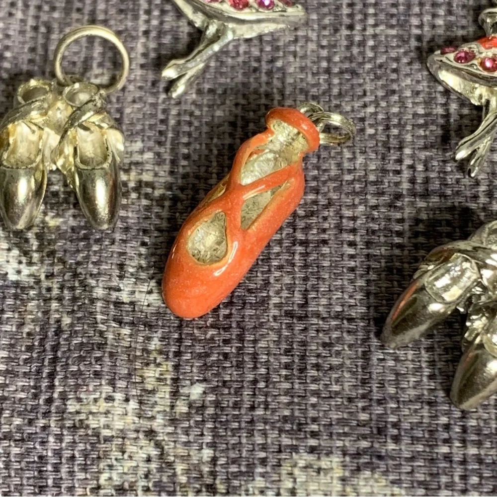 Set of 5 Silver Coated Ballet Theme Charms for Bracelet